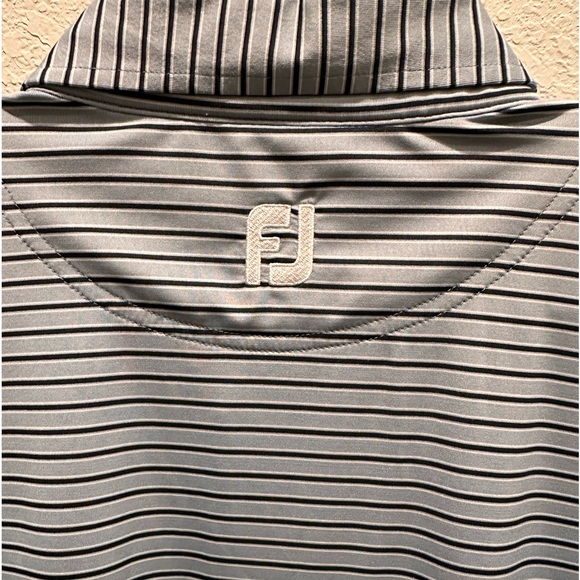 Footjoy FJ Mens Polo Golf Shirt Blue Striped - Picture 2 of 5